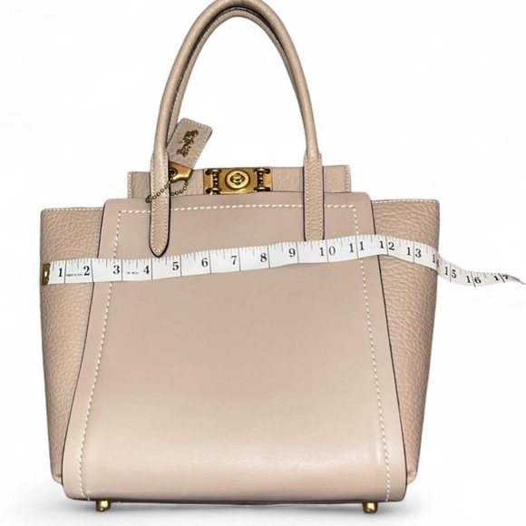 Coach Turnlock Leather Satchel Top Handle Bag Beige - Picture 8 of 8